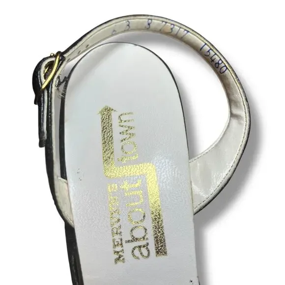 Vintage Mervyn’s ‘About Town’ Black & Gold Sandal Heels – Size 6 - Picture 8 of 11